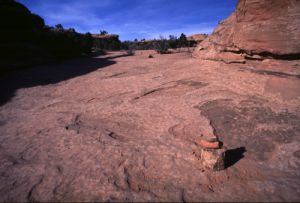 Piles of stones called Cairns mark the trail